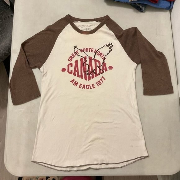Vintage 2000s American Eagle Raglan  Mens Shirt - Picture 3 of 5